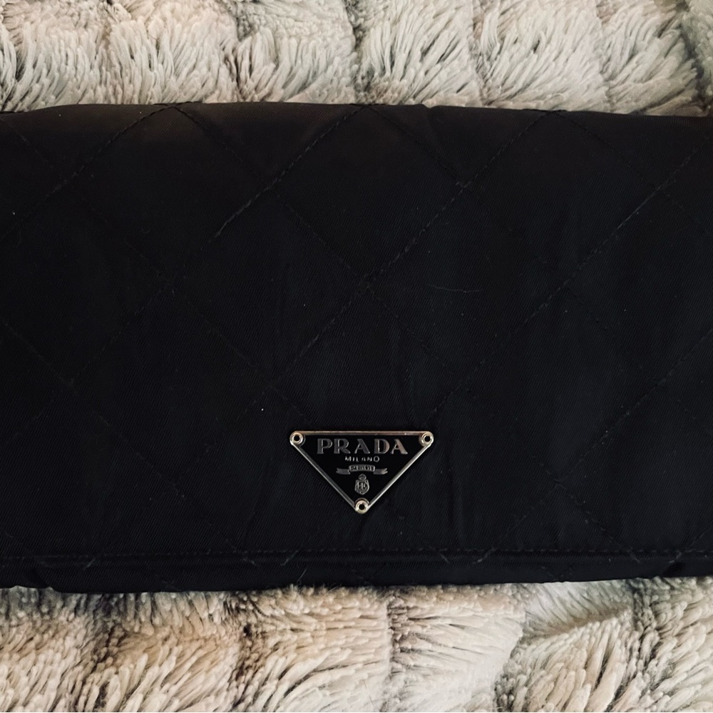 Authentic Prada Nylon Quilted Black Wallet/Clutch
